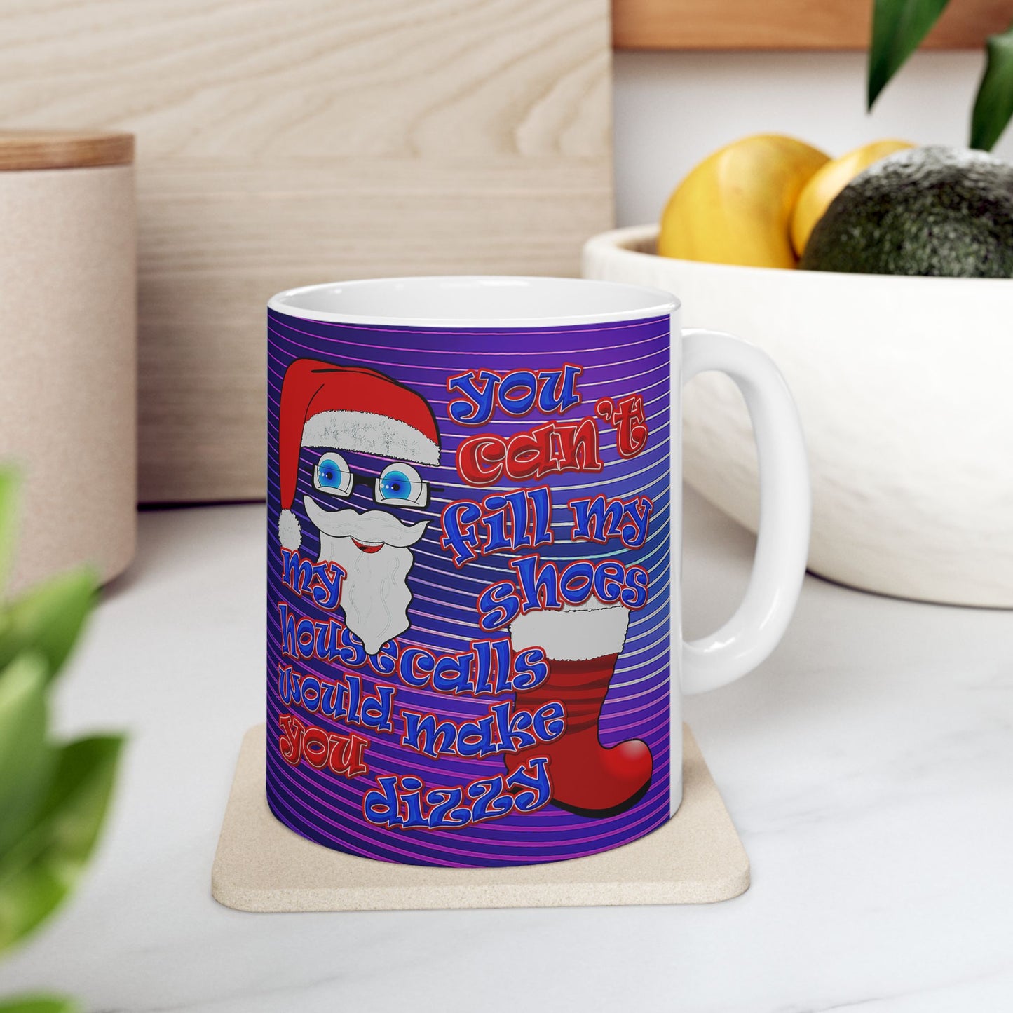 santa's shoes - White Mug (purple wave)
