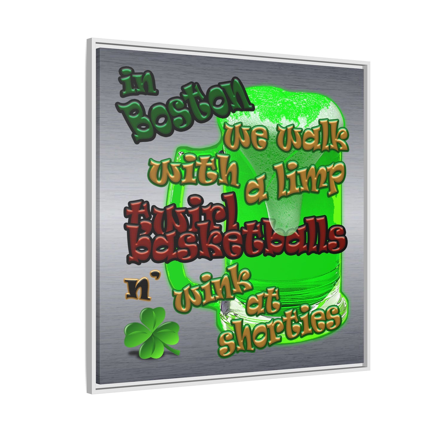 celtics logo - framed canvas art (brushed nickel)