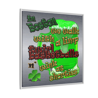 celtics logo - framed canvas art (brushed nickel)