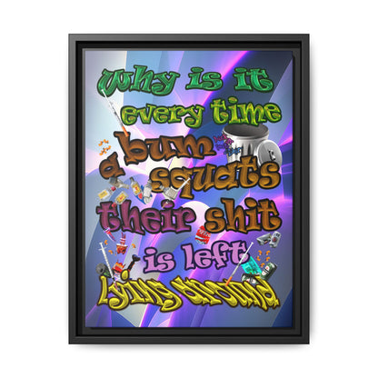 the bum's shit - framed canvas art (grey-pink wave)