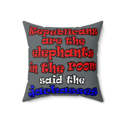 donkeys and elephants - Spun Polyester Square Pillow - (dark grey)