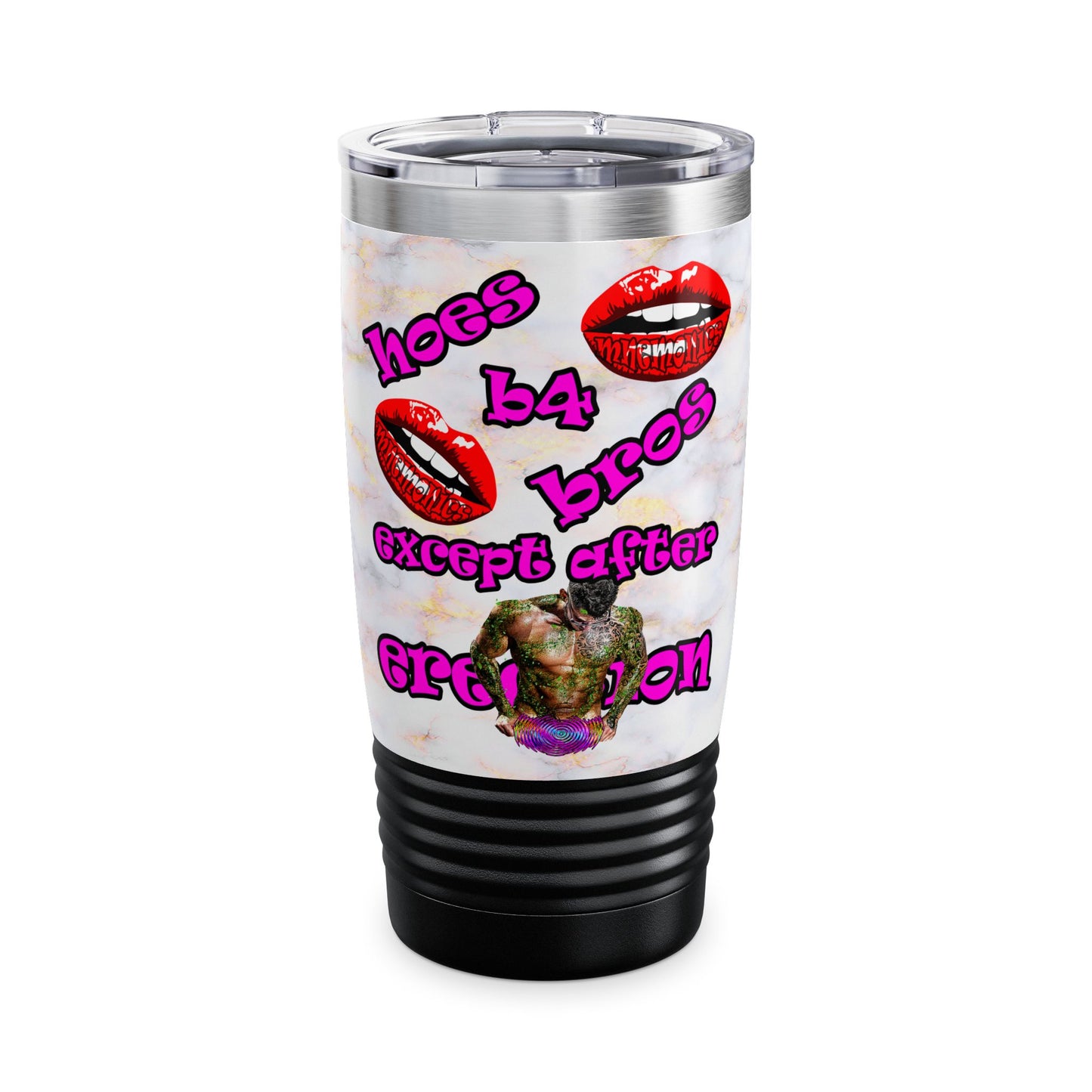 hoes b4 bros - Ringneck Tumbler, 20oz (white marble)