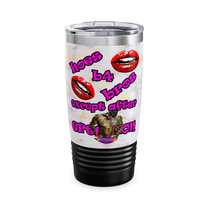 hoes b4 bros - Ringneck Tumbler, 20oz (white marble)