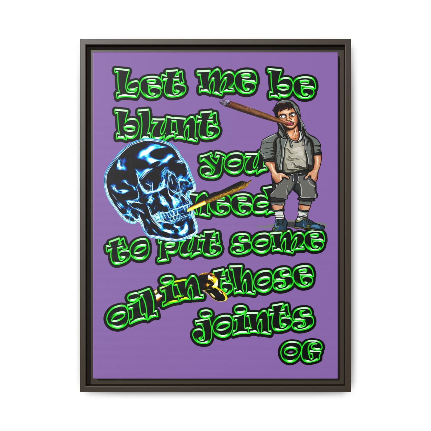 og - framed canvas art (light purple)