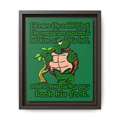 turtle race - framed canvas art (dark green)