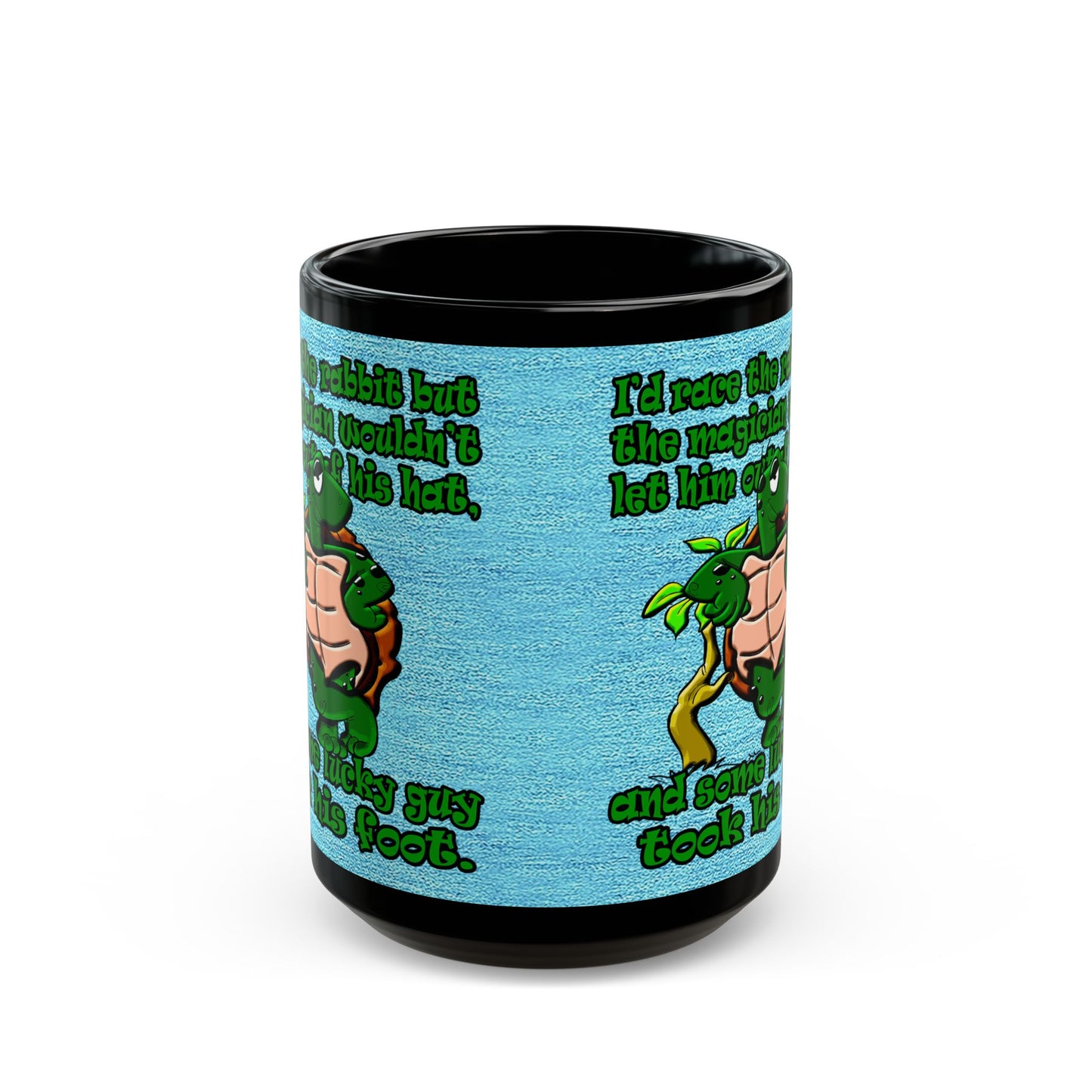 turtle race - Black Mug (faded dark blue)