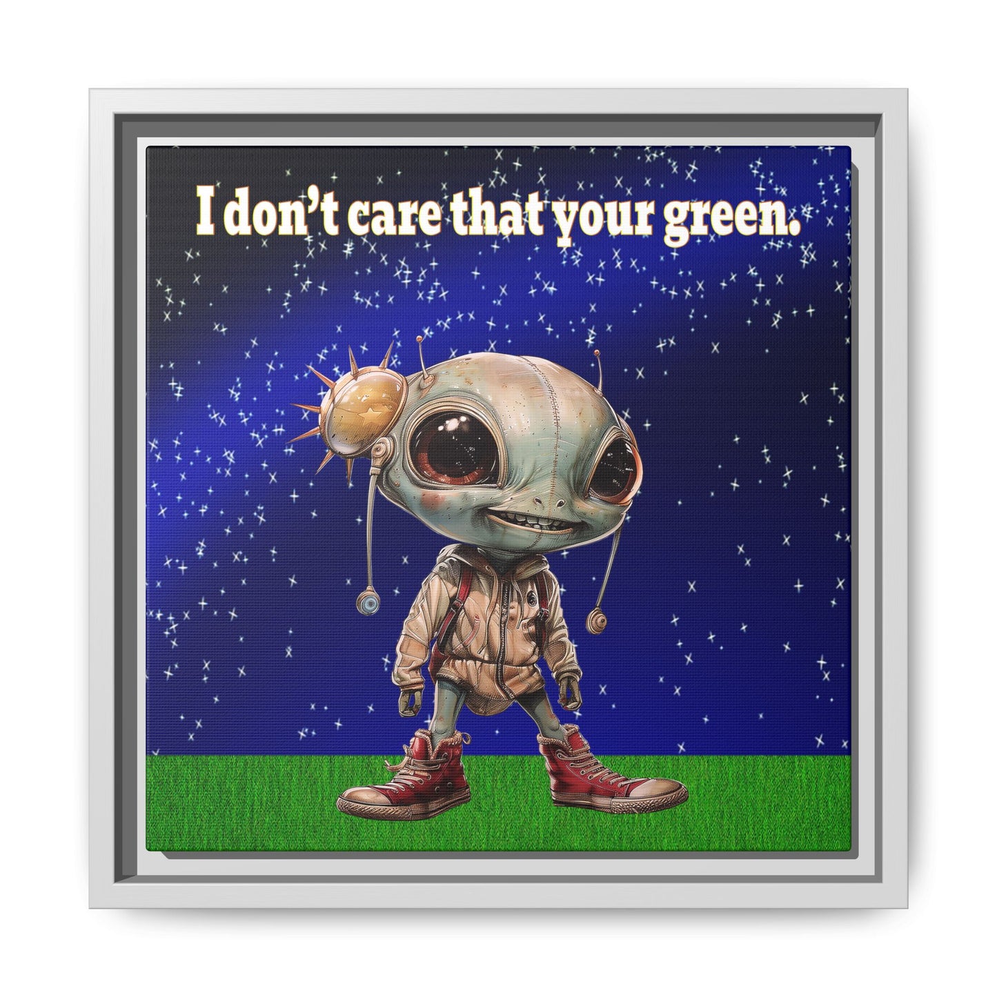 I don't care that your green - framed canvas art ('snoops' background)