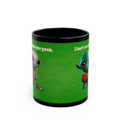 I don't care that your grey - Black Mug (green turf)