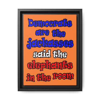 donkeys and elephants - framed canvas art (crusta)