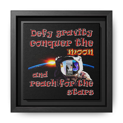 defy conquer reach - framed canvas art (black)