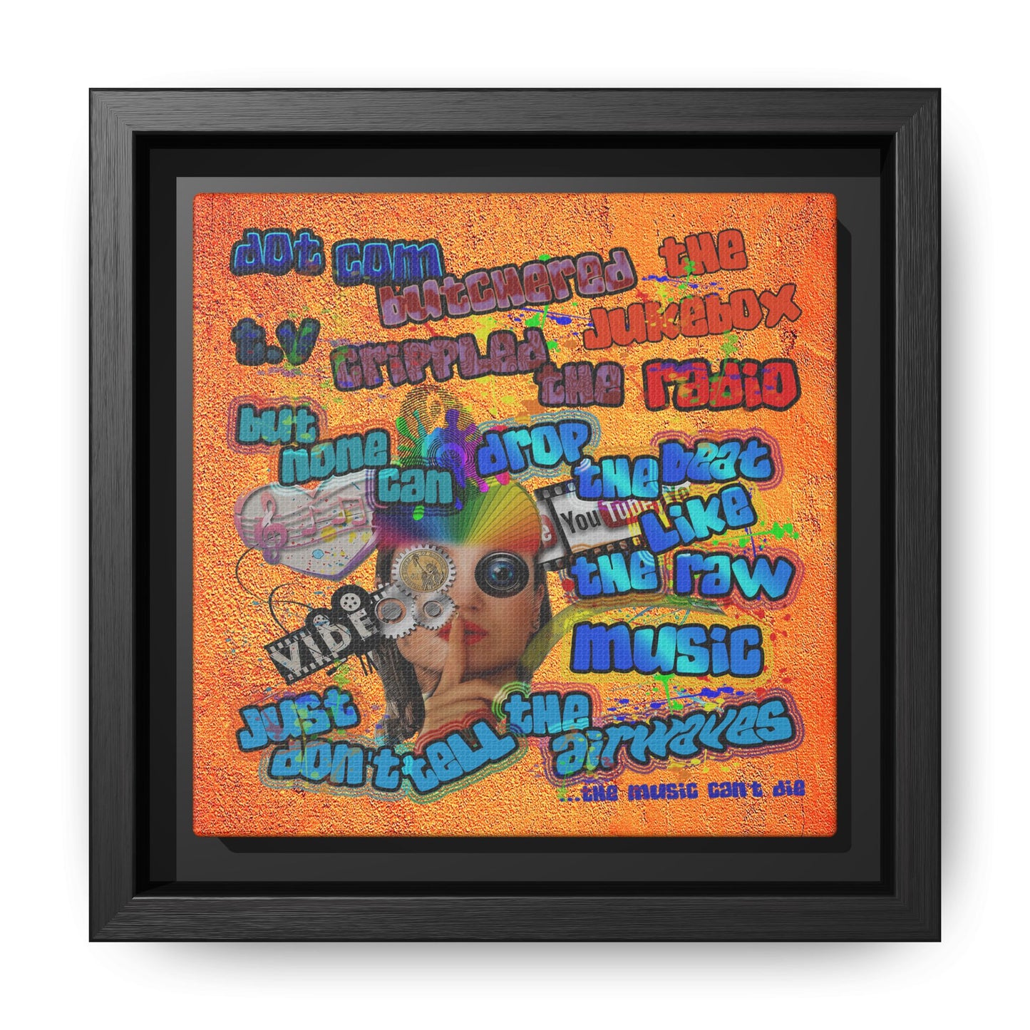 drop the beat - framed canvas art (burnt orange)