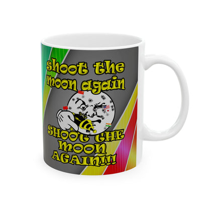 shoot the moon again - White Mug (rainbow split)