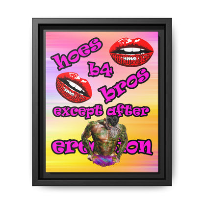 hoes b4 bros - framed canvas art (color blur)