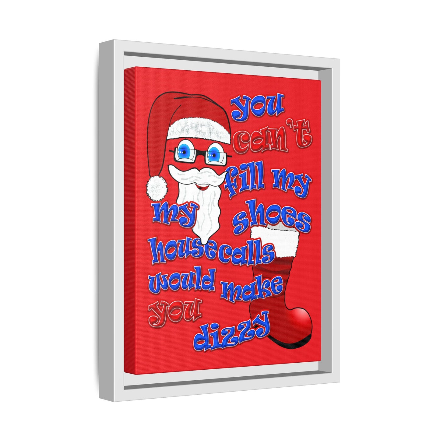 santa's shoes - framed canvas art (red)
