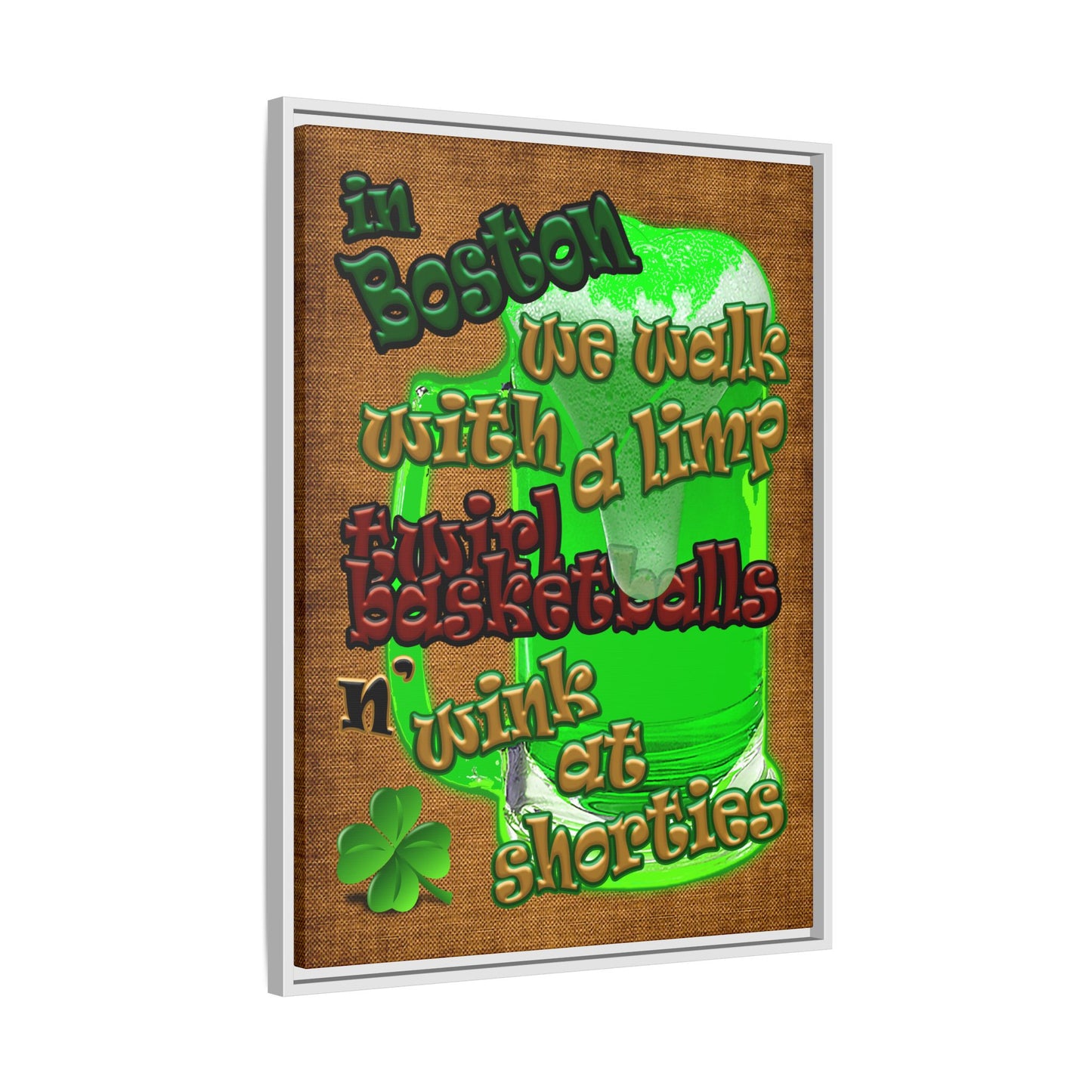 celtics logo - framed canvas art (brown papyrus)