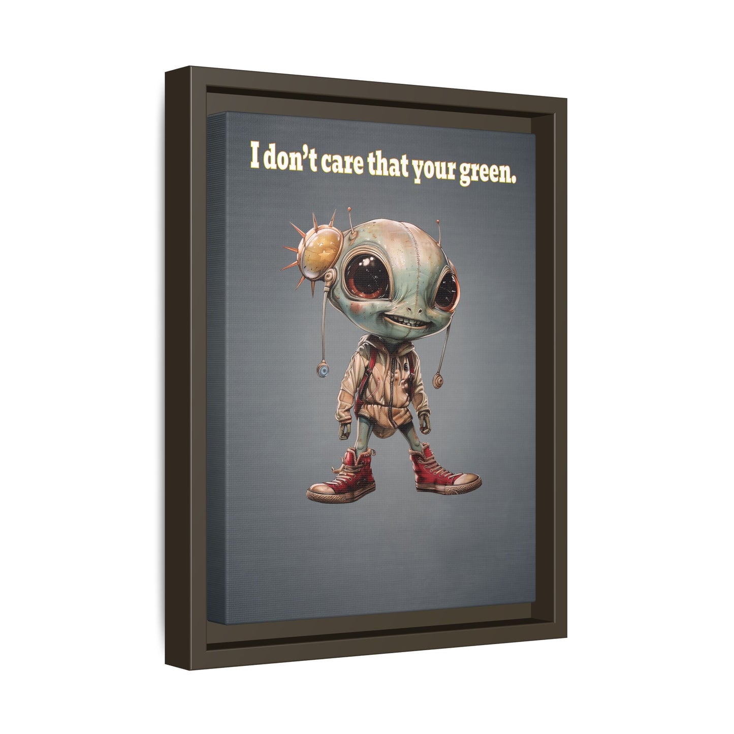 I don't care that your green - framed canvas art (grey-light grey)
