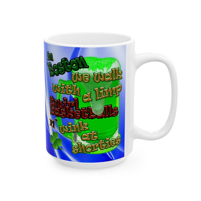 celtics logo - White Mug (blue-white wave)