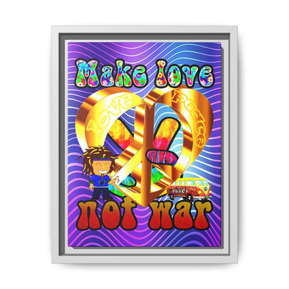 love peace - framed canvas art (purple wave)