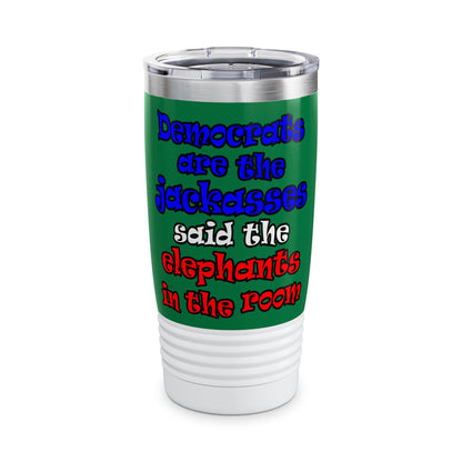 donkeys and elephants - Ringneck Tumbler, 20oz (dark green)