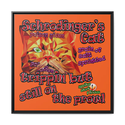 schrodinger's cat - framed canvas art (orange)