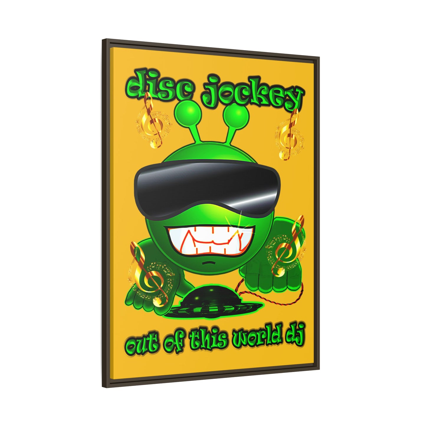disc jockey - framed canvas art (yellow)