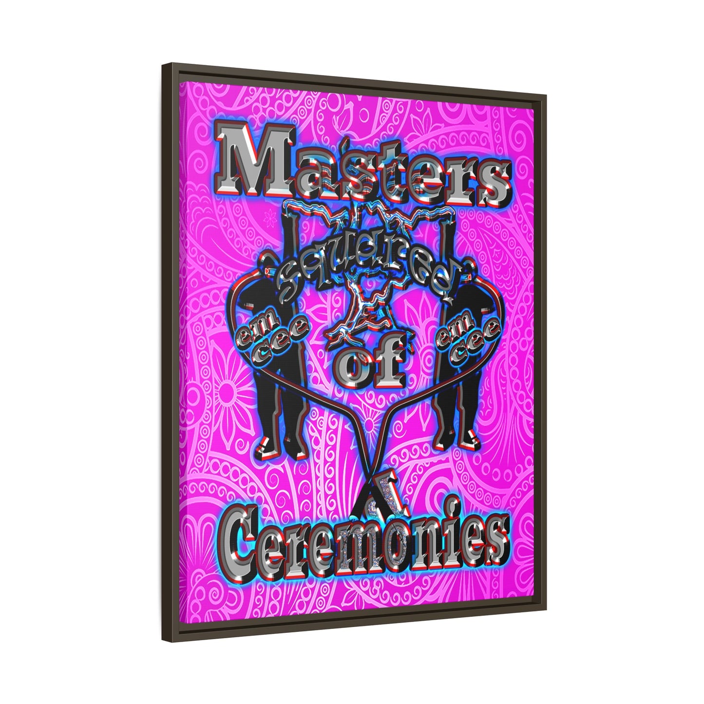 em cee squared - framed canvas art (pink swirl)