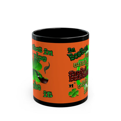celtics logo - Black Mug (orange)