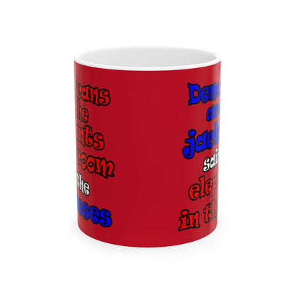 donkeys and elephants - White Mug (dark red)