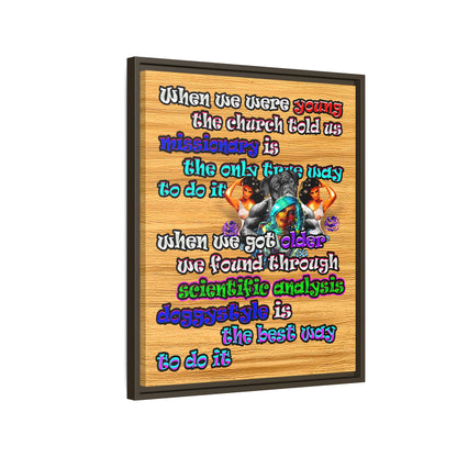 doggystyle - framed canvas art (butterscotch wood finish)
