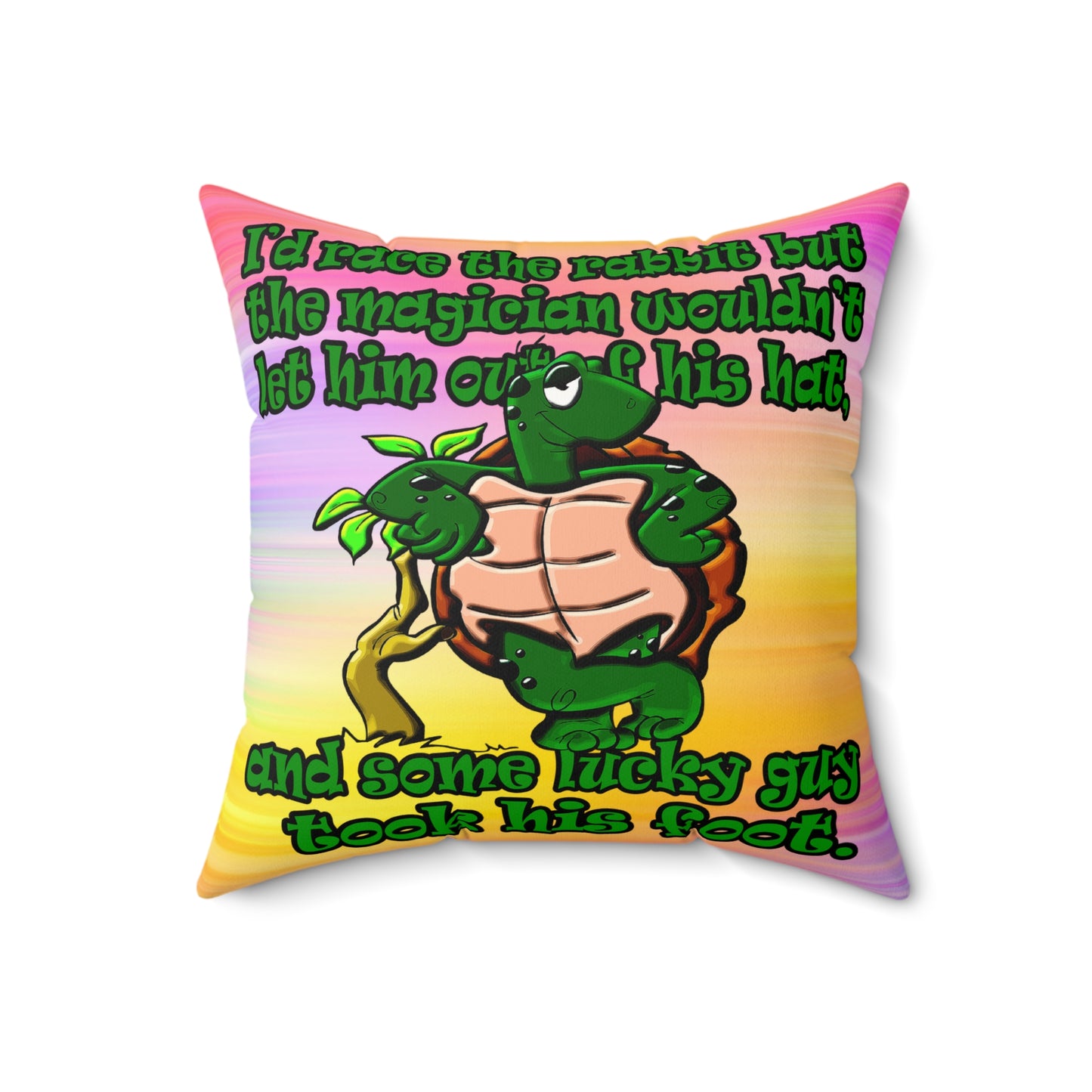 turtle race - Faux Suede Square Pillow - (color blur)