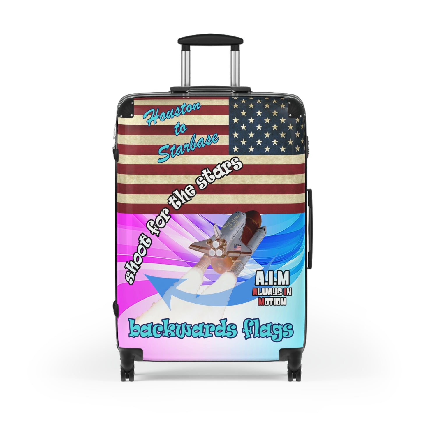 shoot for the stars - Suitcase (light blue-pink wave)
