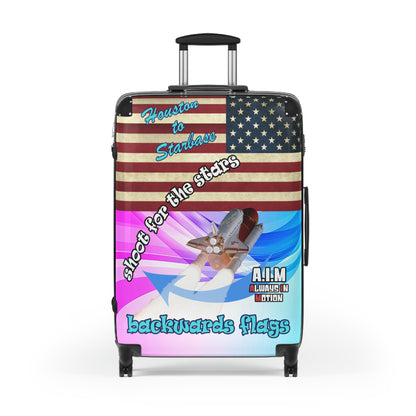 shoot for the stars - Suitcase (light blue-pink wave)