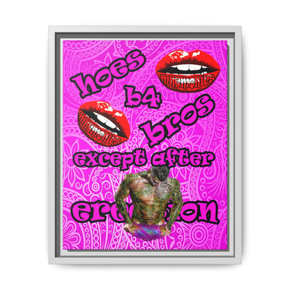 hoes b4 bros - framed canvas art (pink swirl)