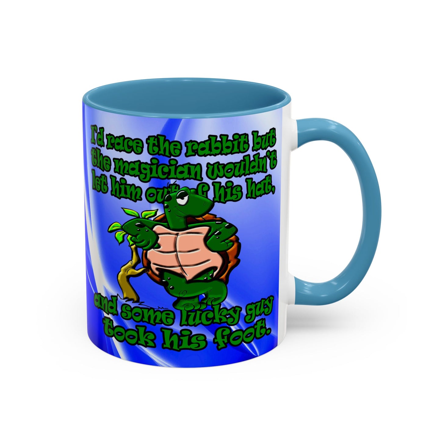 turtle race - Accent Mug (blue-white wave)
