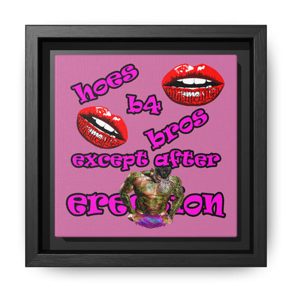 hoes b4 bros - framed canvas art (light pink)