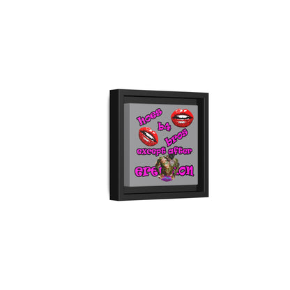 hoes b4 bros - framed canvas art (grey)