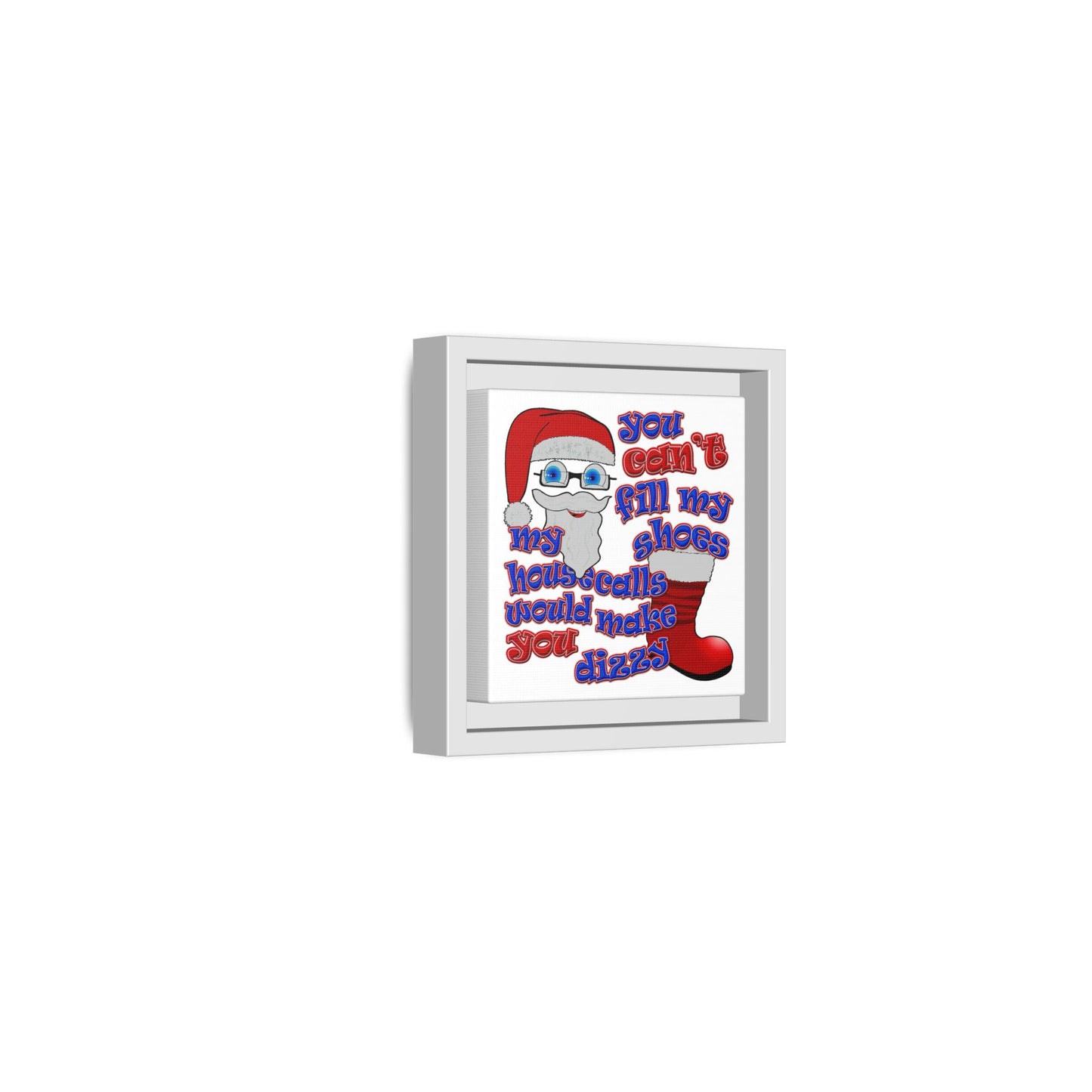 santa's shoes - framed canvas art (white)