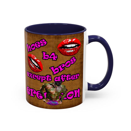 hoes b4 bros - Accent Mug (brown papyrus)