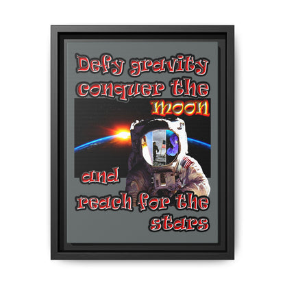 defy conquer reach - framed canvas art (dark grey)