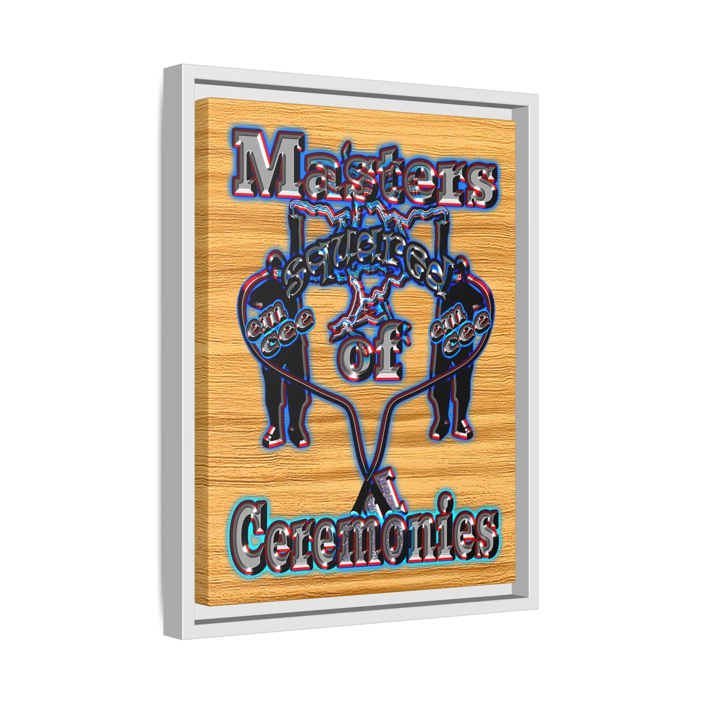 em cee squared - framed canvas art (butterscotch wood finish)