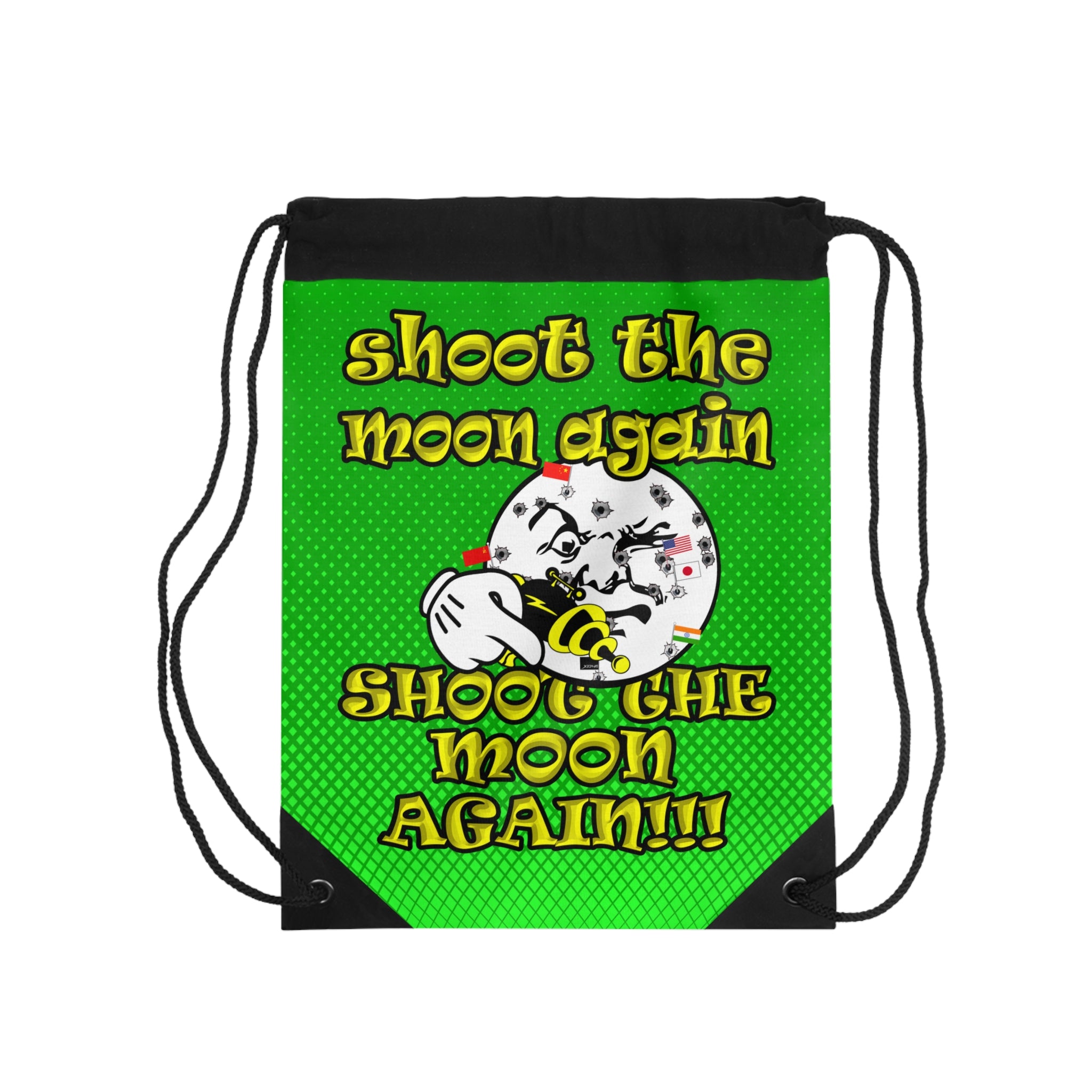 shoot the moon again - Drawstring Bag (logo green)
