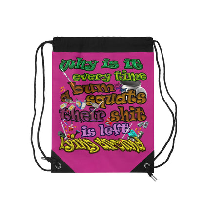 the bum's shit - Drawstring Bag (pink)