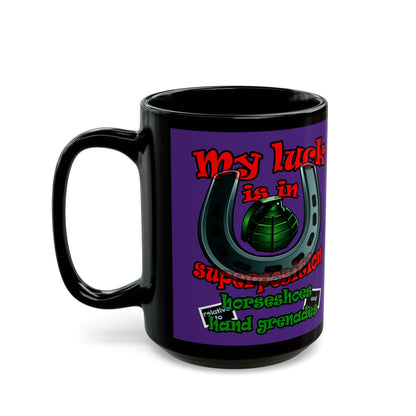 my luck - Black Mug (purple)