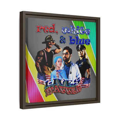 rw&b lives matter - framed canvas art (rainbow split)