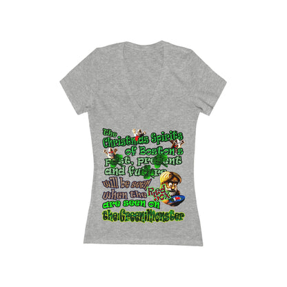 christmas spirits of boston - Women's Jersey Short Sleeve Deep V-Neck Tee