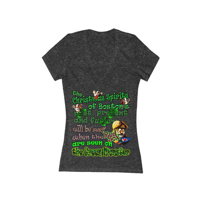 christmas spirits of boston - Women's Jersey Short Sleeve Deep V-Neck Tee