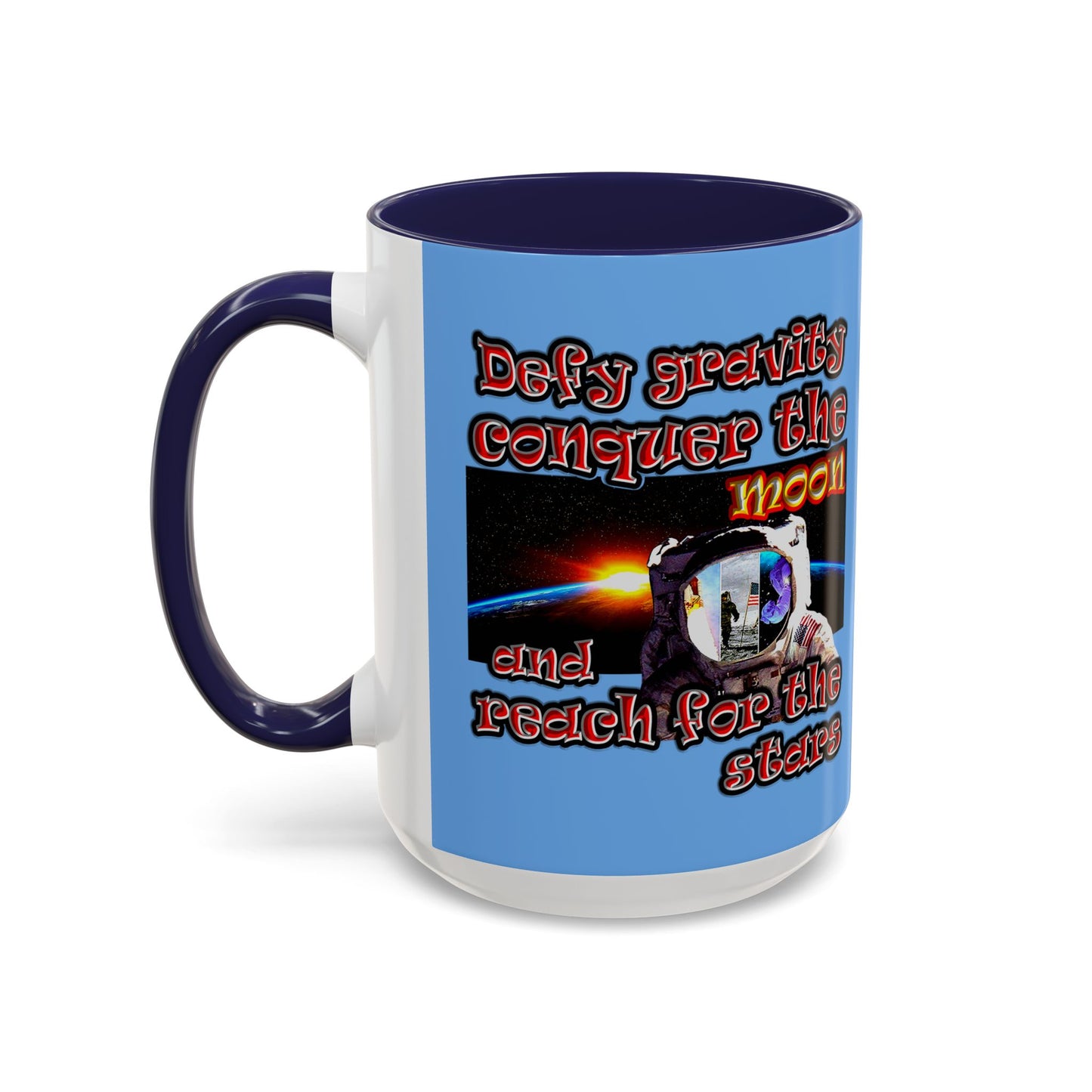 defy conquer reach - Accent Mug (light blue)