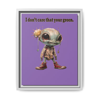 I don't care that your green - framed canvas art (light purple)