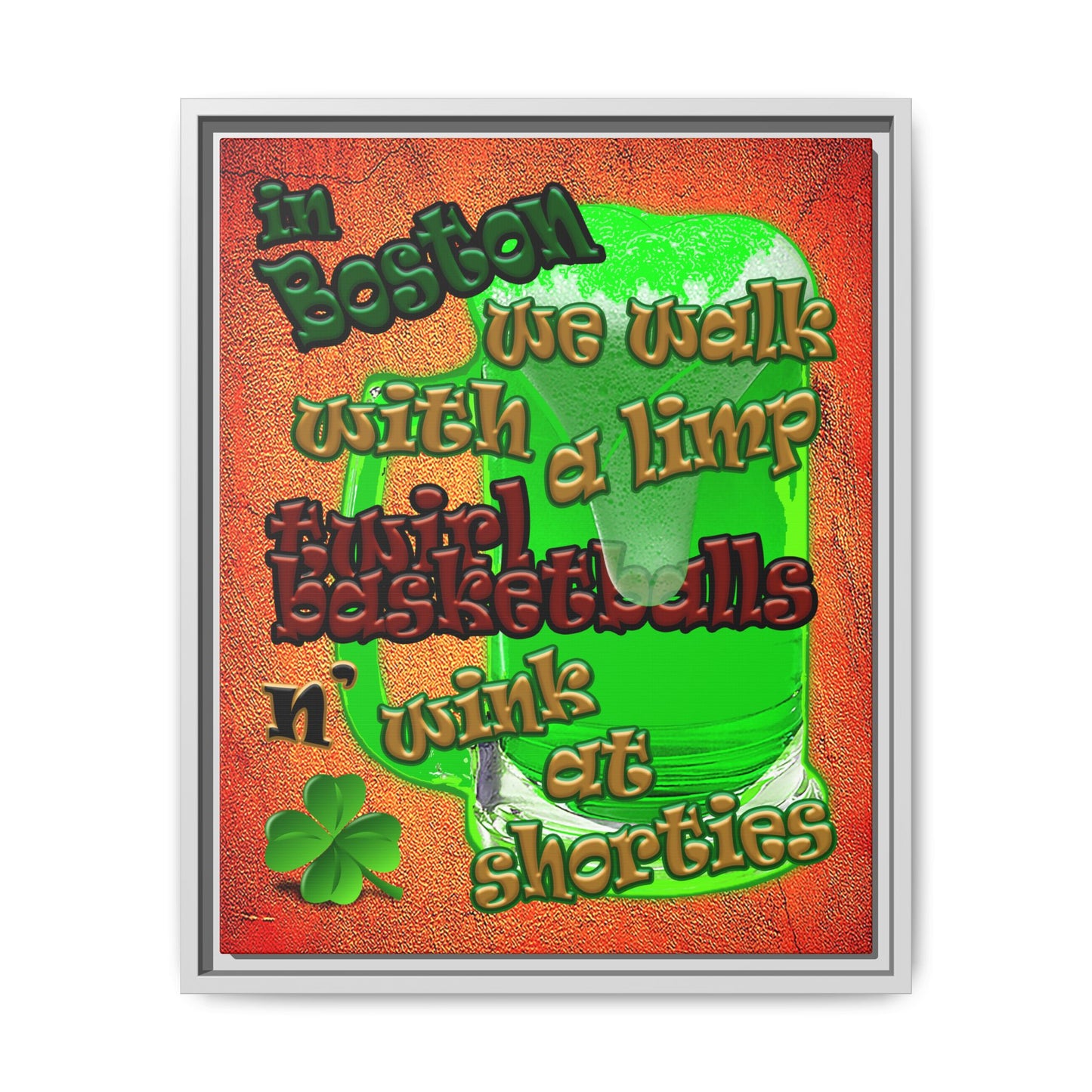 celtics logo - framed canvas art (burnt orange)