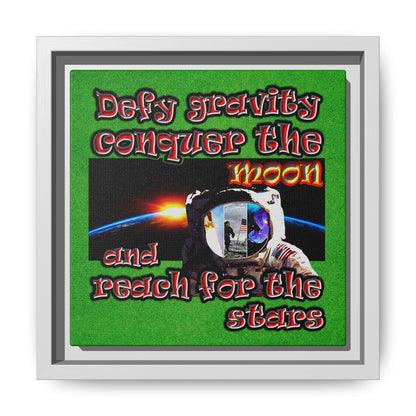 defy conquer reach - framed canvas art (green turf)